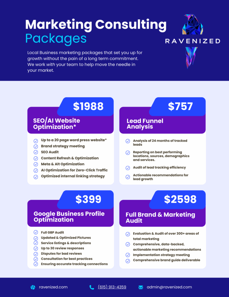 Ravenized Marketing Consulting Raven Youngblood Packages