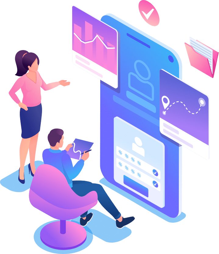 marketing 101 people at computer icon